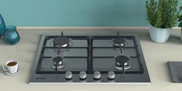 Placa de gas Candy de 60 cm, con 4 zonas de coccion - CHW6LBX/4U2
