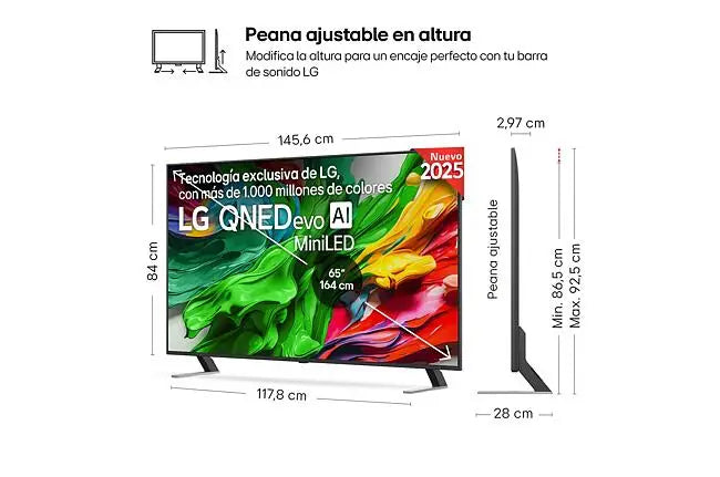TV QNED evo MiniLED AI 164cm (65") LG 65QNED85A6C, 4K Smart TV