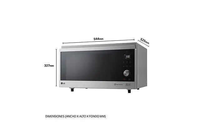 Microondas LG 39 litros, grill, 1.100 w y 4 en 1 Smart Inverter- MJ3965ACS